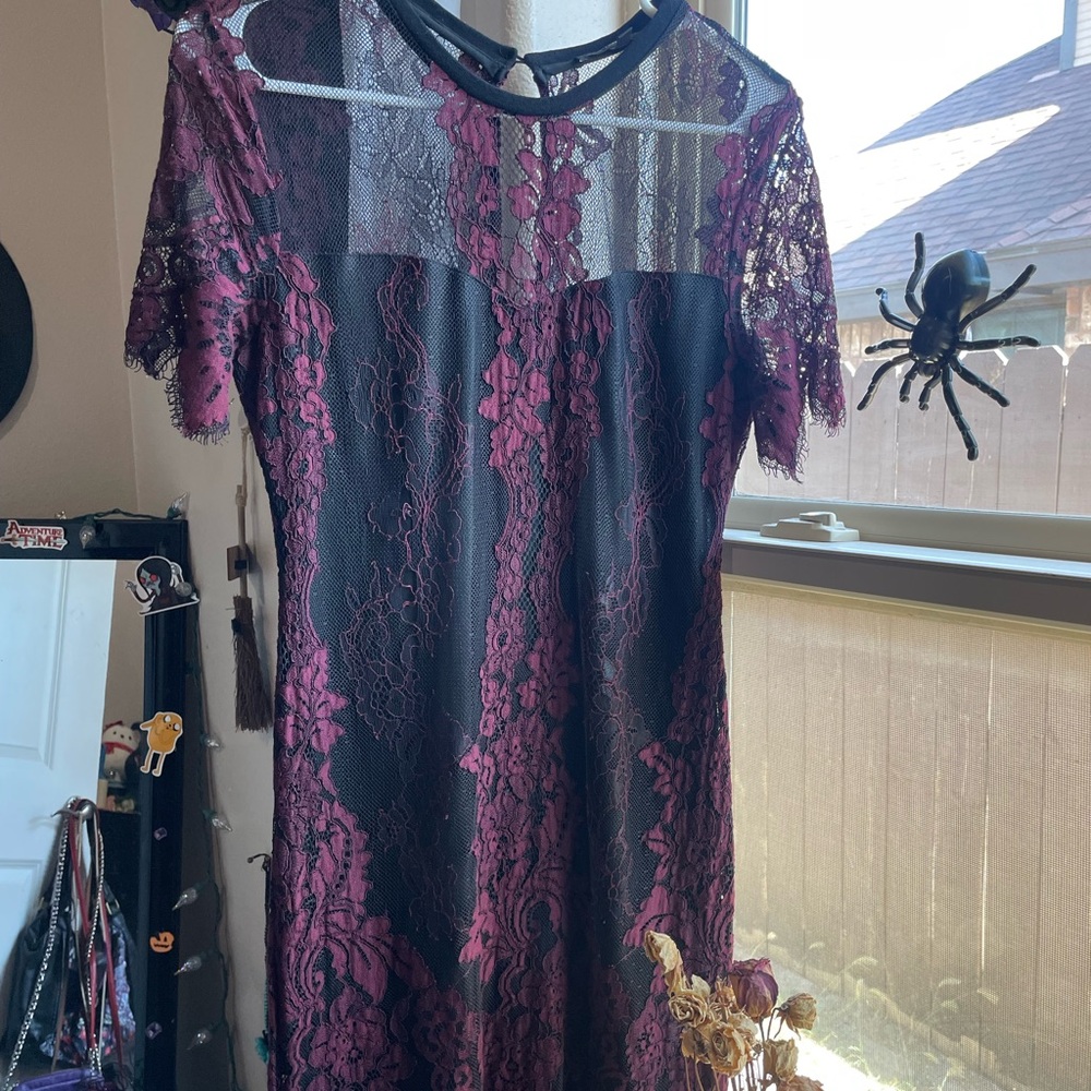 Womens Romeo & Juliet maroon and black lace dress